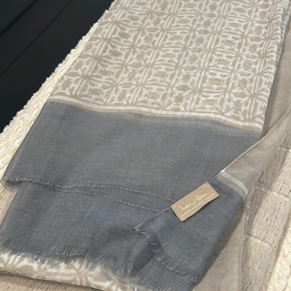 India Hicks Women Blue And White Ivory Scarf One Size